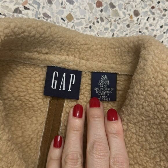 Gap suede leather brown Sherpa lines jacket coat western XS - Picture 4 of 9